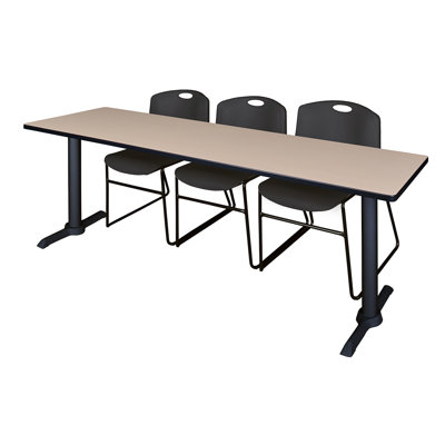 Cain T-Base Training Seminar Table & 3 Zeng Stack Chairs