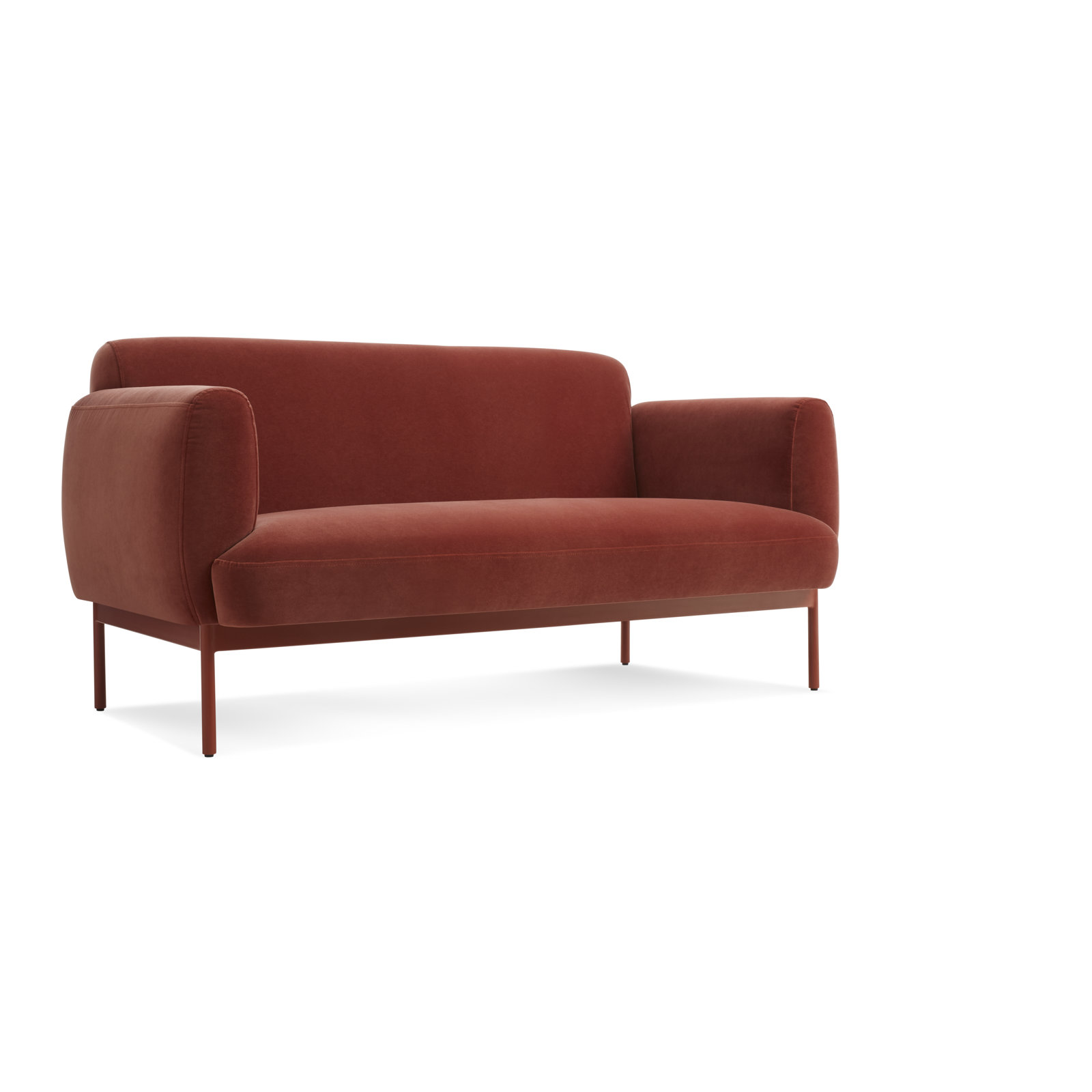 Puff Puff Upholstered Sofa, Tomato Velvet, 31" H x 67" W x 35" D