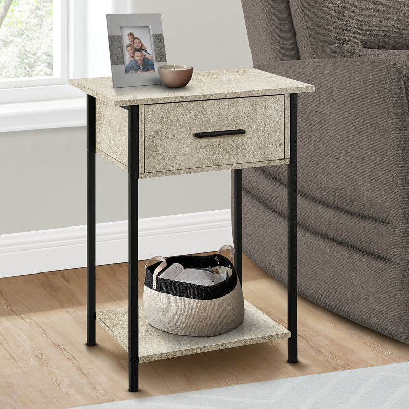 Petite lampe de bout de salon avec table de bout et tiroir de rangement, Beige