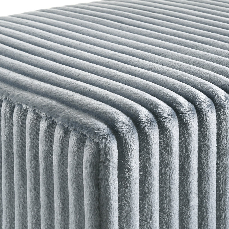 Corduroy Upholstered Blue Bedroom Stool Table - Modern Bench With Metal Legs And Fabric Inviting Upholstery For Construction Comfortable Seat