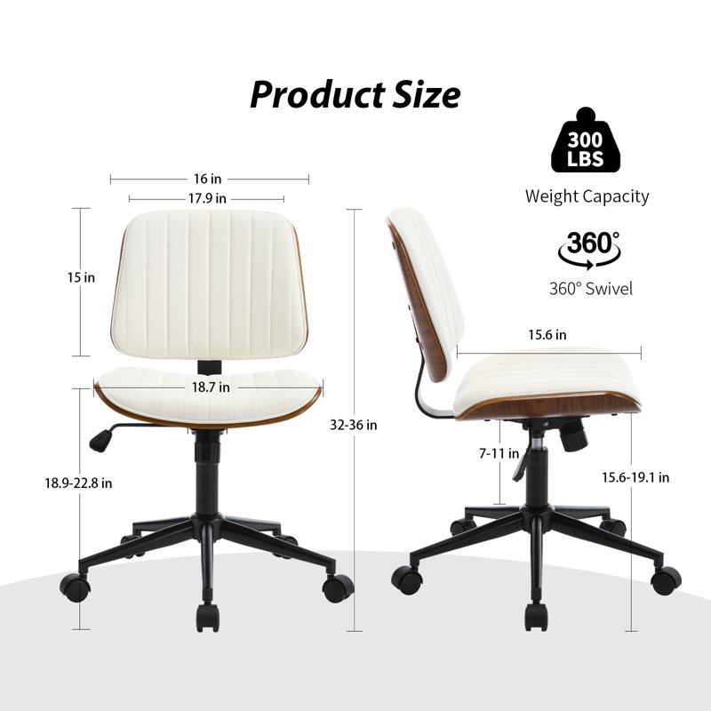 Chaise de bureau Mid-Century, Blanc