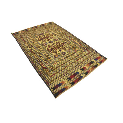 Tapis de la zone en laine brun/rouge 4 pi x 6 po main one-of-kind noué la Warminster
