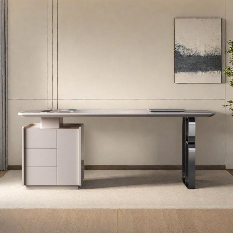 Simple desk with computer table large capacity, 29.53” H x 62.99” W x 27.56” D