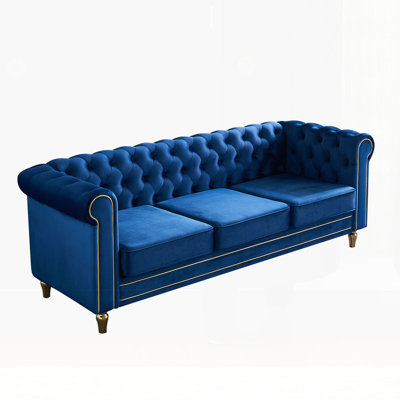 84.6” Velvet Chesterfield Sofa