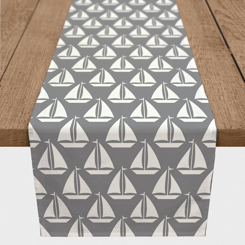 Chemin de table géométrique McKnight, L 90 po x l 16 po, Gris