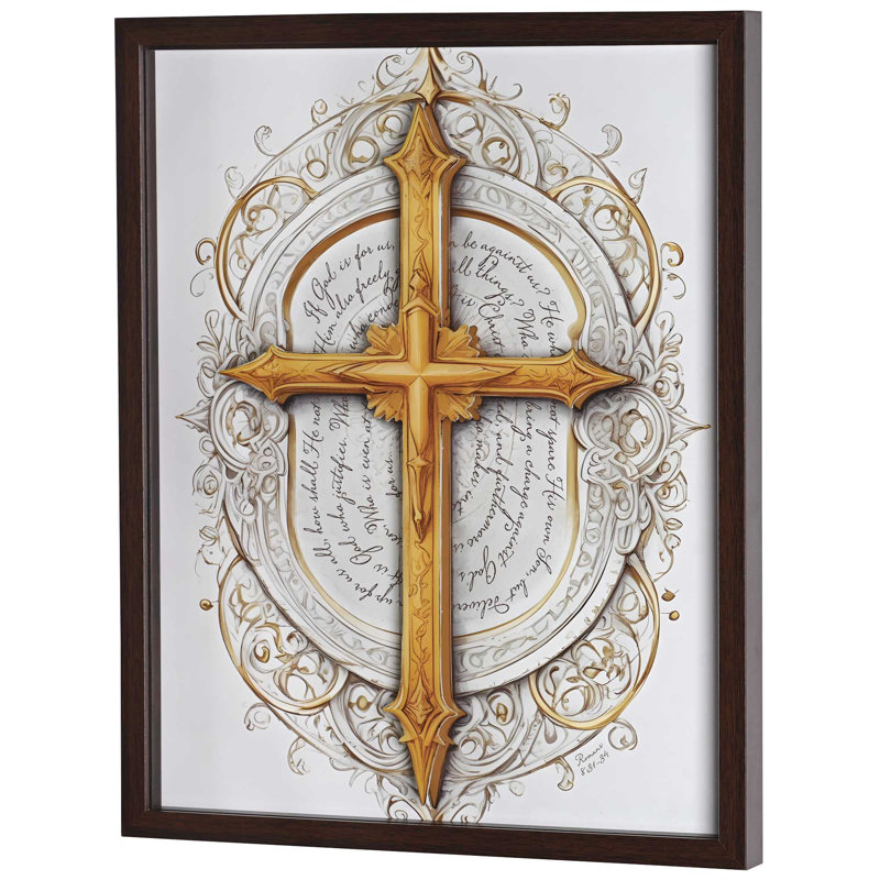 Framed Wall Art Antique Gold Cross