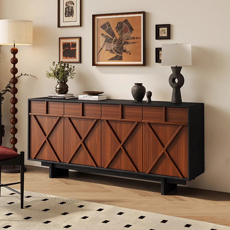 Buffet de rangement Mid-Century, Noir / brun