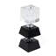 2.4X2.4X5.9" Black And Clear Two Tiered Square Candle Holder