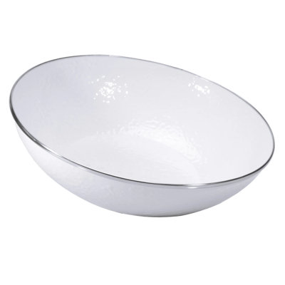  Solid White Enamelware Catering Bowl