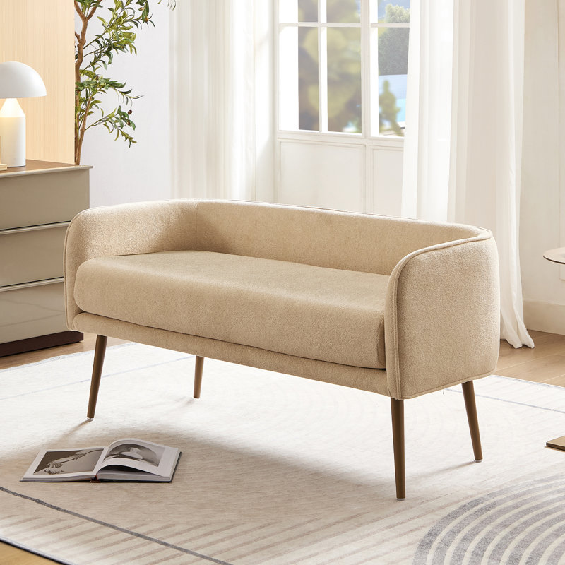 Banc rembourré en tissu pour chambre Dequarius, Beige