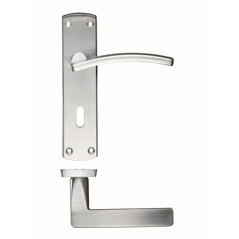 Toledo Lock Door Handle, Satin Chrome