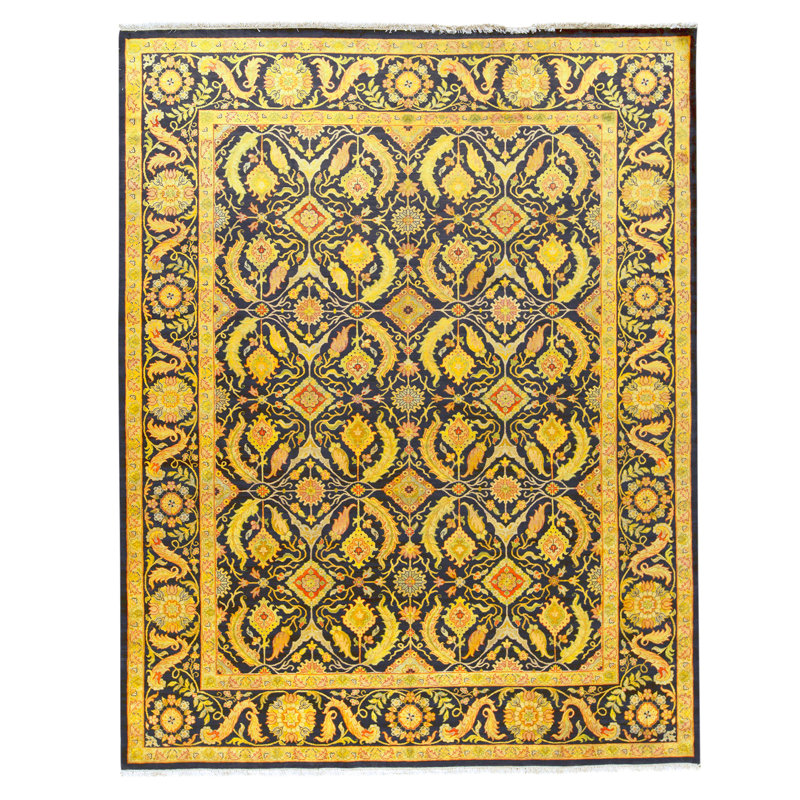 High-Quality Hand-Knotted Black Area Rug
