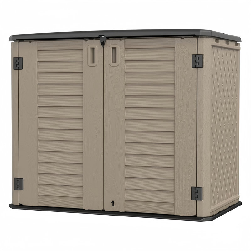 Armoire de rangement extérieure en résine de 25 gallons Decksplore, imperméable et verrouillable, Brun