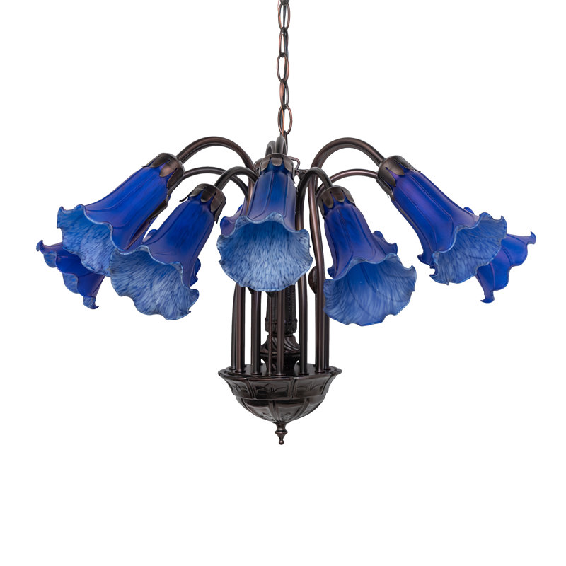 Tiffany 12 - Light Chandelier, Blue