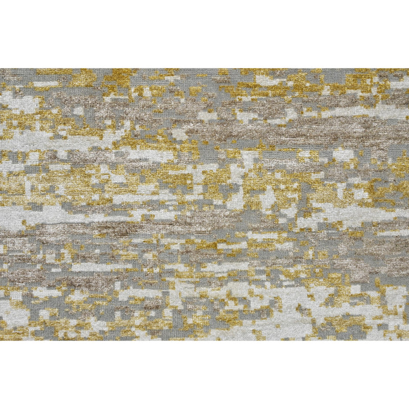 Tapis argenté et doré de haute qualité noué à la main