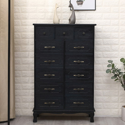 Dark Blue Solid + Manufactured Wood Accent Cabinet