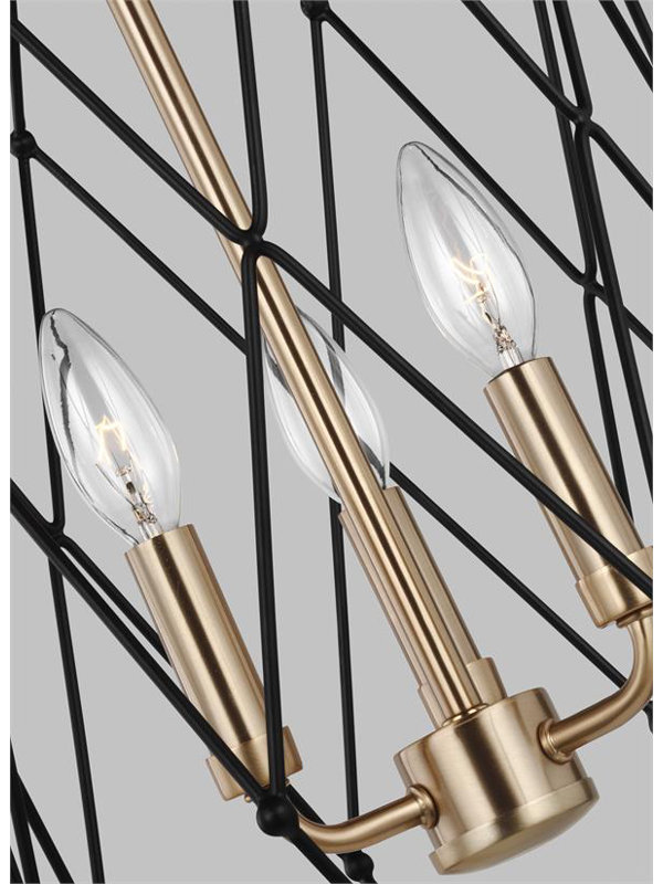 Meade 3 - Light Satin Brass Lantern Pendant, 60W, No