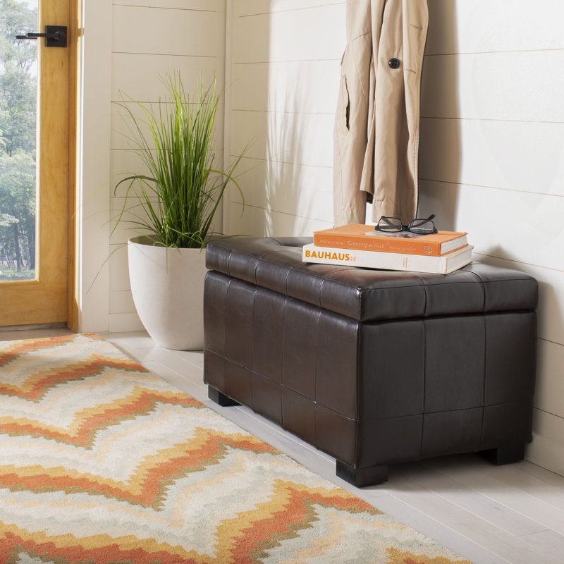 Maiden Faux Leather Ottoman, Brown Faux Leather