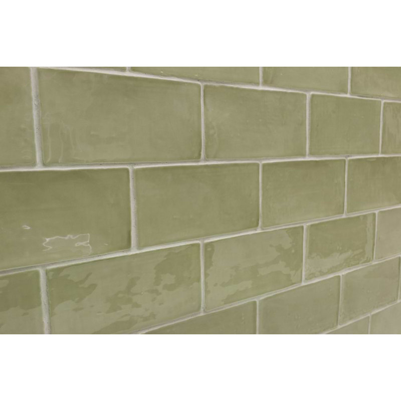 Lancaster 3x6 Polished Ceramic Subway Tile, Celery