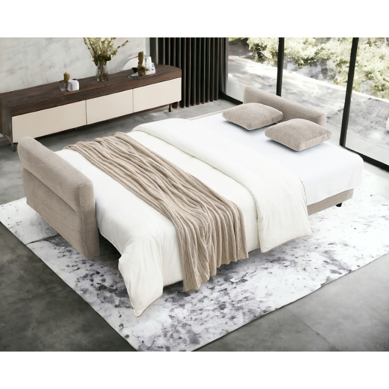 Canapé-lit en tissu avec rangement, Beige