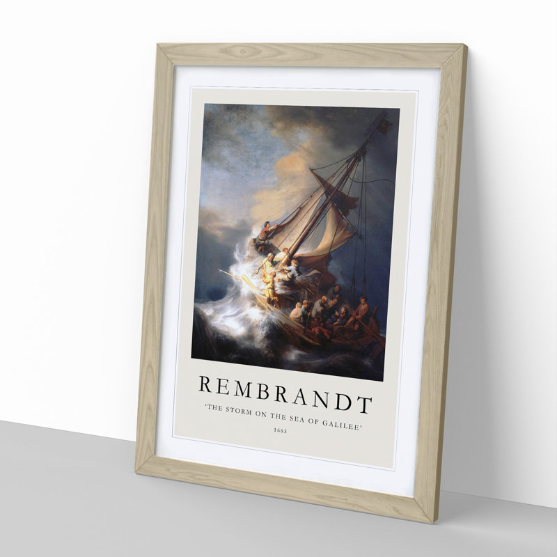 Christ in the Storm of Galilee by Rembrandt Van Rijn - Picture Frame Art Prints, 65cm H x 48cm W x 2cm D, Oak