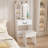 Modern Dressing Table with LED-lit Mirror and Hidden Storage