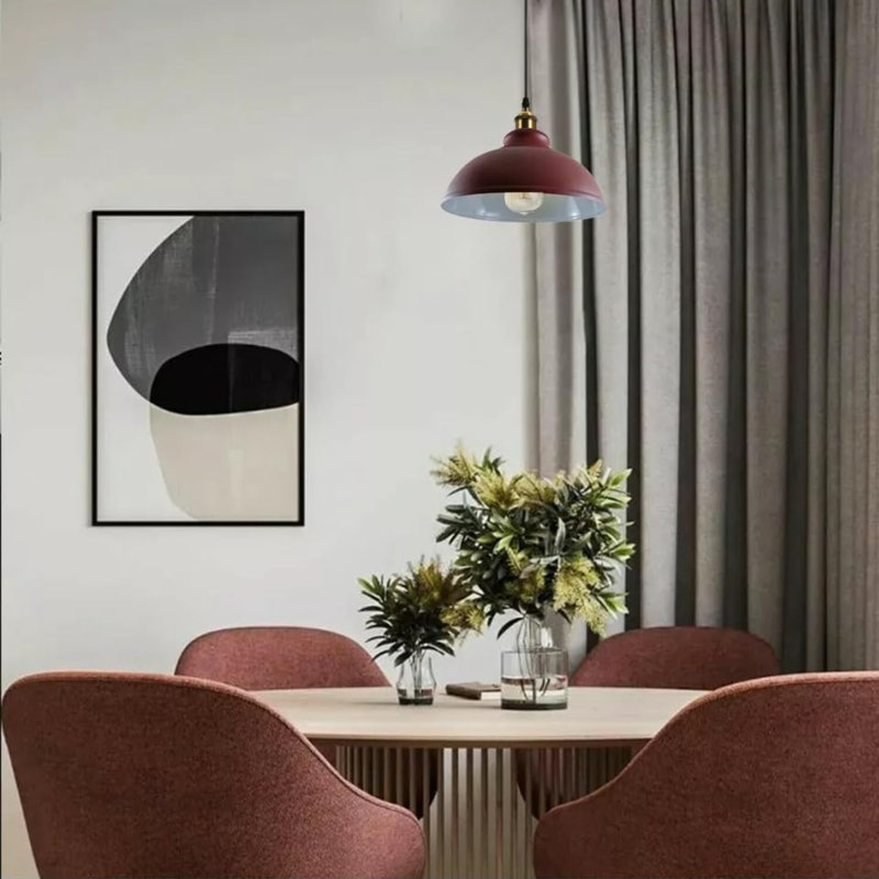 17cm H Metal Dome Lamp Shade, Burgandy