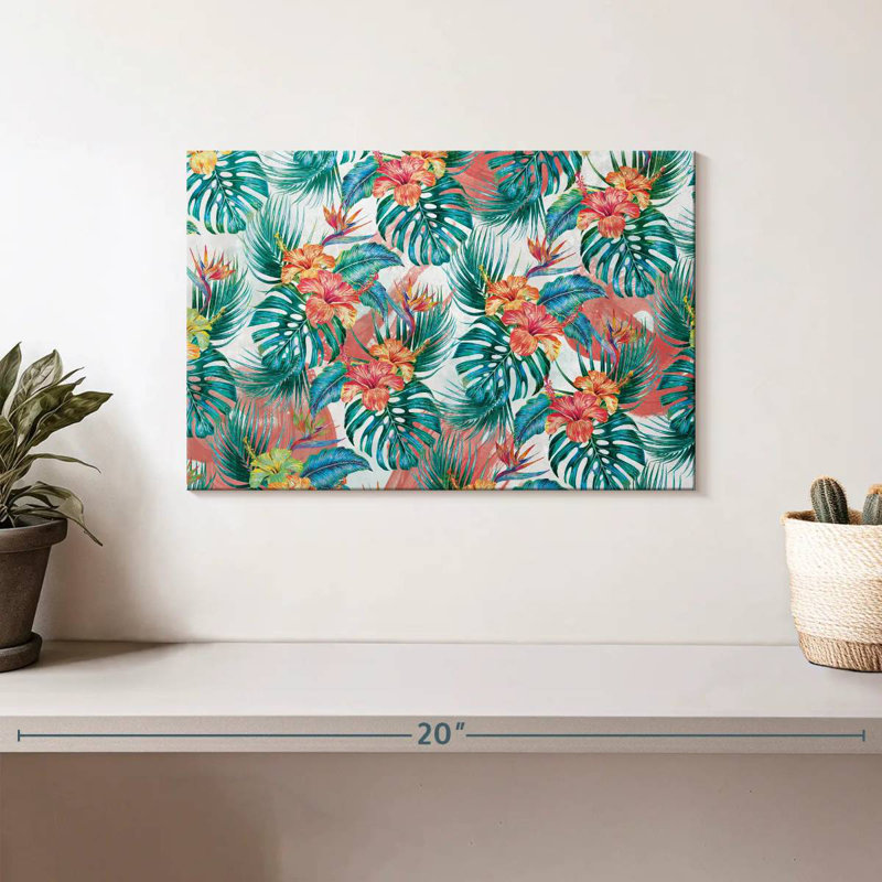 Feuillage tropical et fleurs Kerner, H 8 po x l 12 po