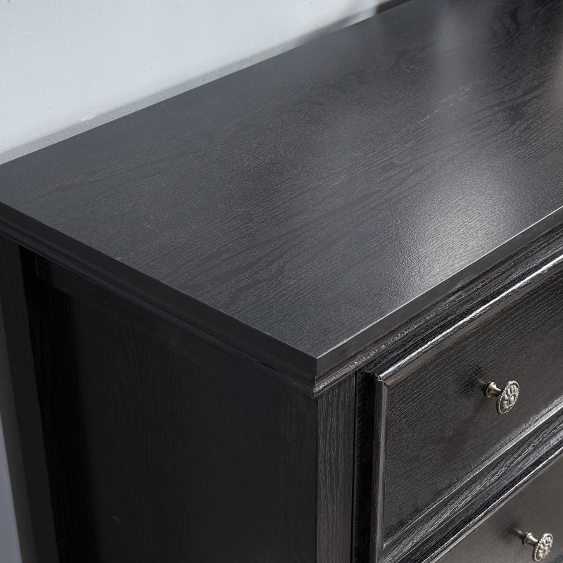 Commode moderne à 7 tiroirs - Commode anti-basculement avec glissières en métal lisse, Noir