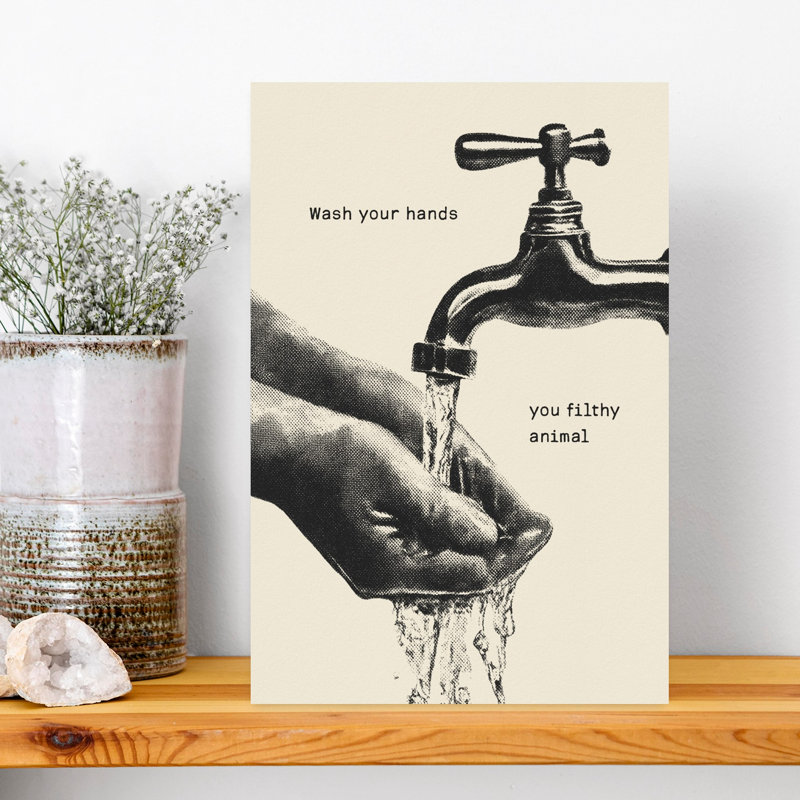 «Wash Your Filthy Hands», art mural rétro abstrait, H 18 po x l 12 po