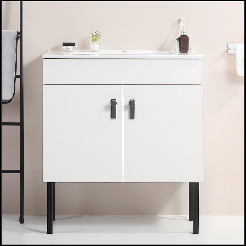 Ensemble de meuble-lavabo simple 29,90 po avec plateau en céramique Schevy, Blanc
