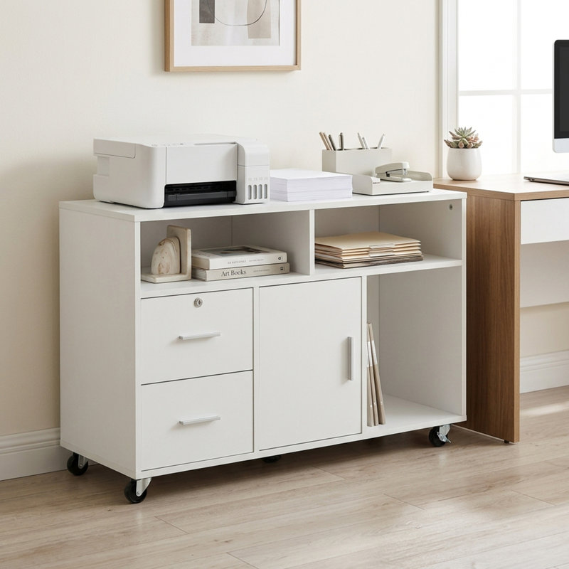 Armoire mobile pour bureau à domicile avec roulettes pour imprimante