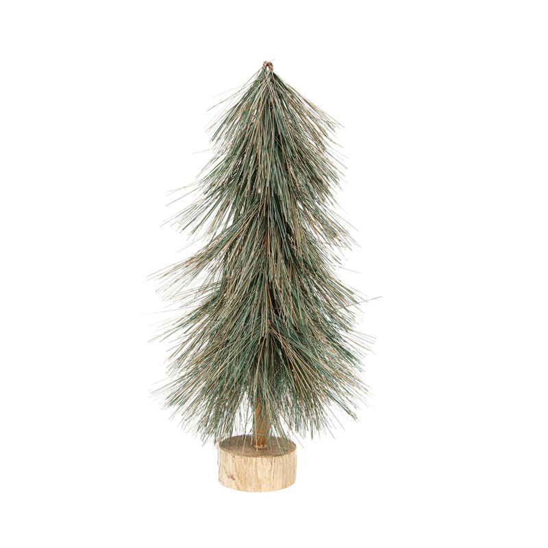 Faux Pine Tree in Wood Freestanding, 18" H x 7" W x 7" D