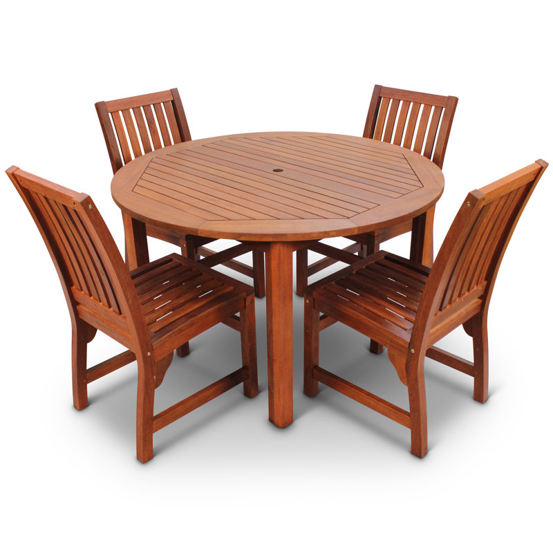 Devon 4 - Person Wood Patio Dining Set with Round Table