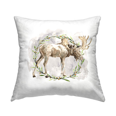 Coussin décoratif orignal à l'aquarelle Stupell Industries par Carol Robinson