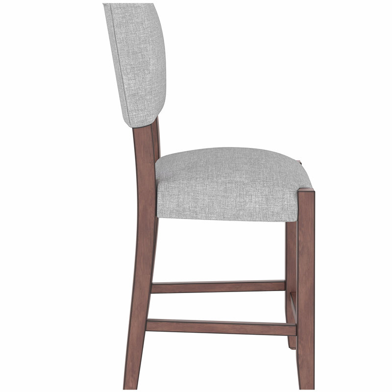 Ensemble de 4 tabourets de bar Mid-Century modernes de 40,4 po avec dossier, tabourets de bar rembourrés en lin avec pieds en bois massif pour la salle à manger de l'îlot de cuisine, gris (chaises 4 pièces)