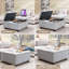 Massive banc de rangement carré, repose-pieds avec deux portes de rangement, table basse moderne Mid-Century-623101260