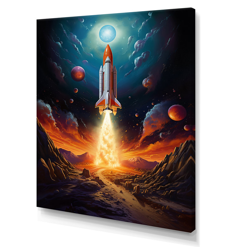 Rocketship Stellar Voyage II, reproduction d'art sur toile, H 32 po x l 24 po x P 1 po, Toile tendue