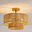Lampe suspendue zen style japonais avec finition en bois et corde tissée-61391448