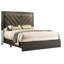 Contemporary King Size Bed With Brown Fabric Upholstered Headboard And Wood In Modern Style Grey Box Spring Requirement