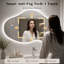 Miroir de salle de bain asymétrique à DEL, sans cadre, fixé au mur, avec traitement antibuée et intensité lumineuse réglable sur 3 températures de couleur (62 cm L x 109 cm H).-124580320
