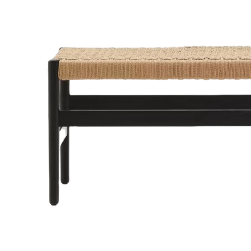 Banc en corde tissée à la main, H 17,72 po x l 47,24 po x P 15,75 po, Noir