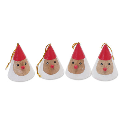 The Holiday Aisle® Handmade Mr. Santa Wood Ornaments (Set Of 4)