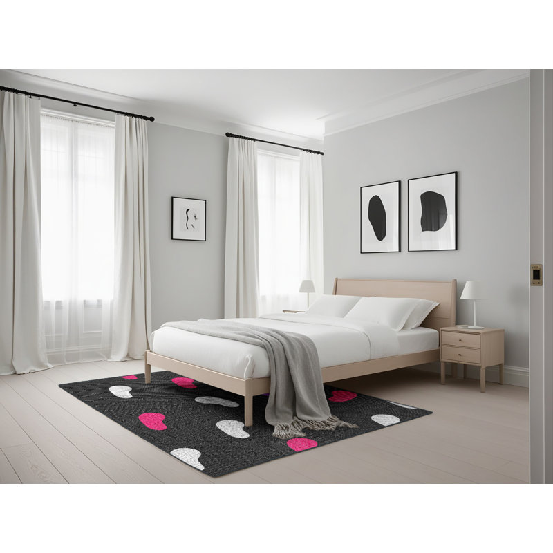 Tapis noir tissé à la machine, Rectangle 5 pi x 7 pi