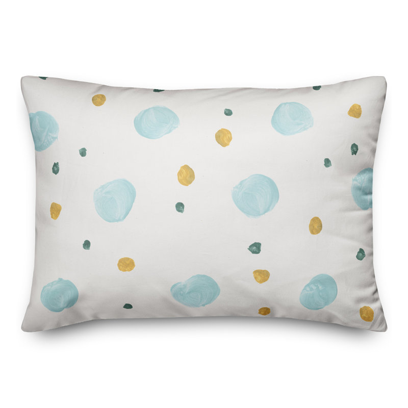 Coussin décoratif intérieur / extérieur en polyester à pois , H 18 po x l 25 po, Bleu / blanc