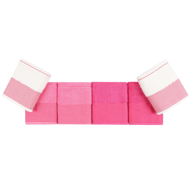Ensemble de serviettes 6 pièces, Blanc / rose