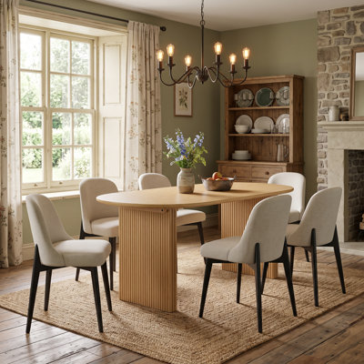 Tables de cuisine ovales en chêne 67 po avec 6 chaises Kowalsky