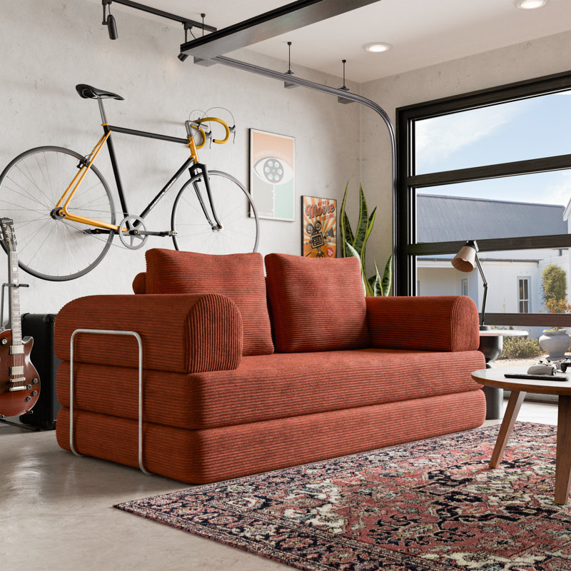 Canapé modulaire en mousse configurable Clair, Rouge / Orange