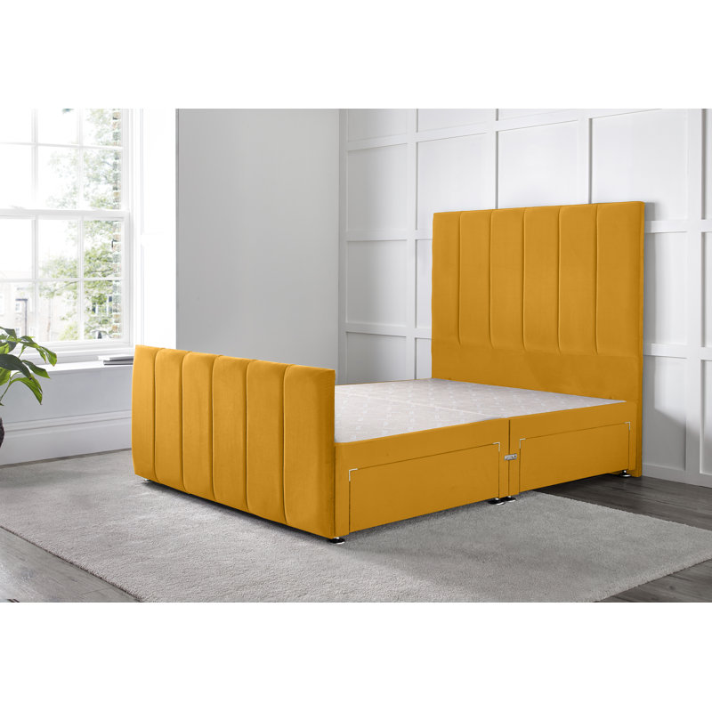 Cadebrooke Divan Bed with 54" Floorstanding Headboard, Mustard, Small Double (4'), 4 Drawers