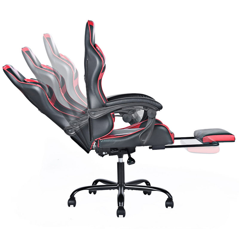Fauteuil de jeu et de course pivotant réglable en similicuir avec repose-pieds Inbox Zero Lamiah